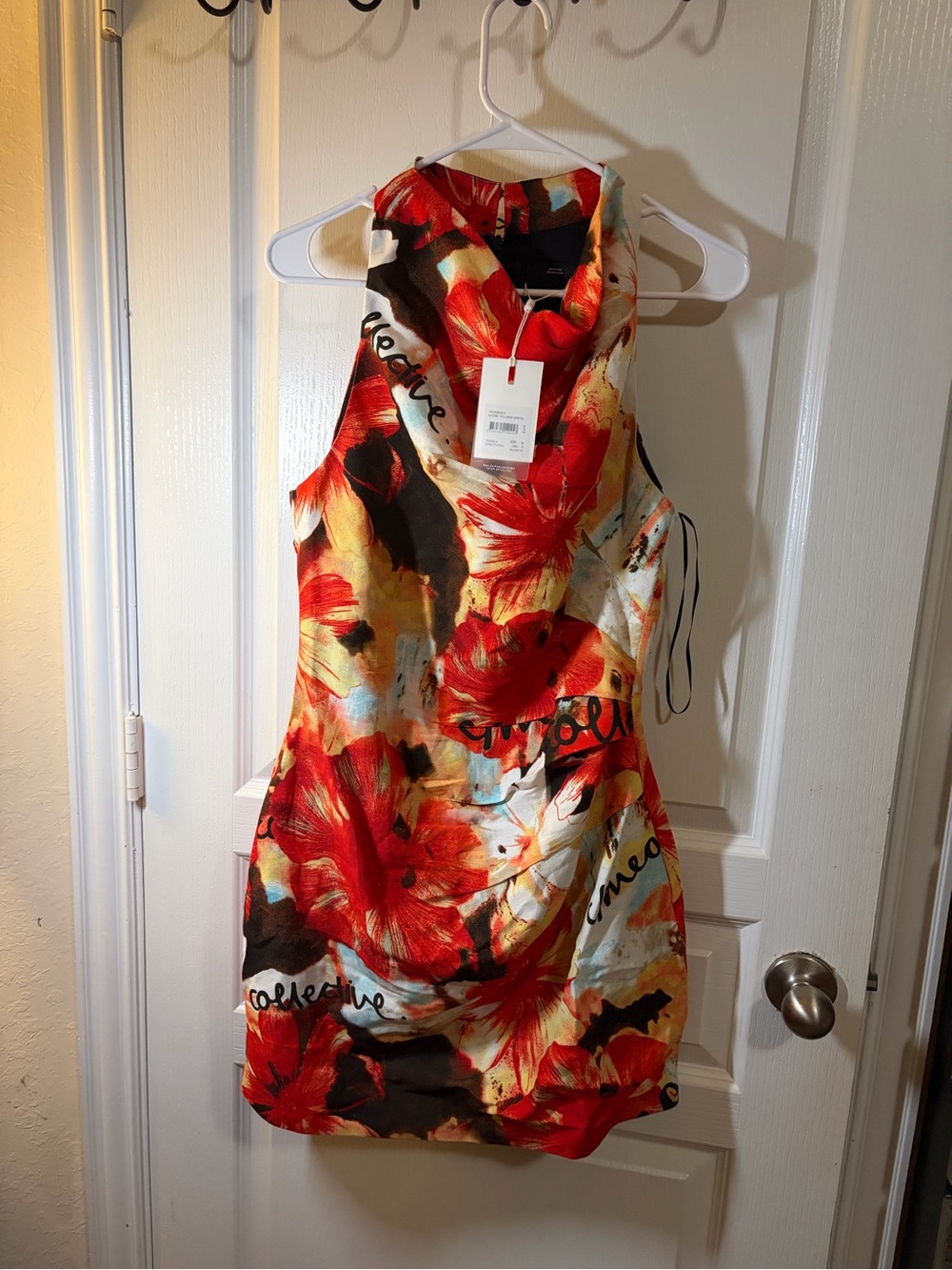 C/MEO Collective Red Floral Sleeveless Mini Dress